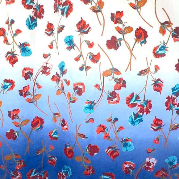 Lands' End Roll-Tab Poplin Boyfriend Tunic Shirt Size XL Cream Blue Ombre - Picture 8 of 13